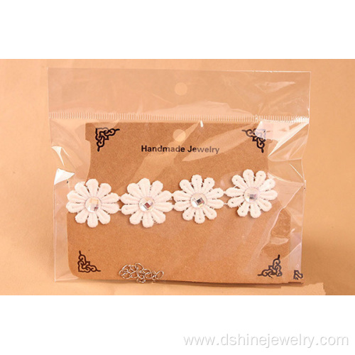 Fashionable Trendy Lace Rhinestones Daisy Anklet For Bridal